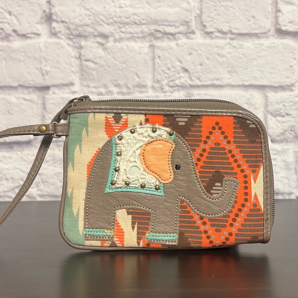 Kohl's Small Wristlet with Zippered Closure and Elephant Print